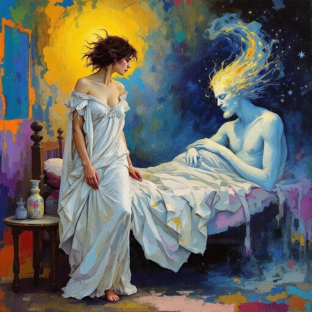 Pythia and Apollo Manifestation: Acrylic on Canvas