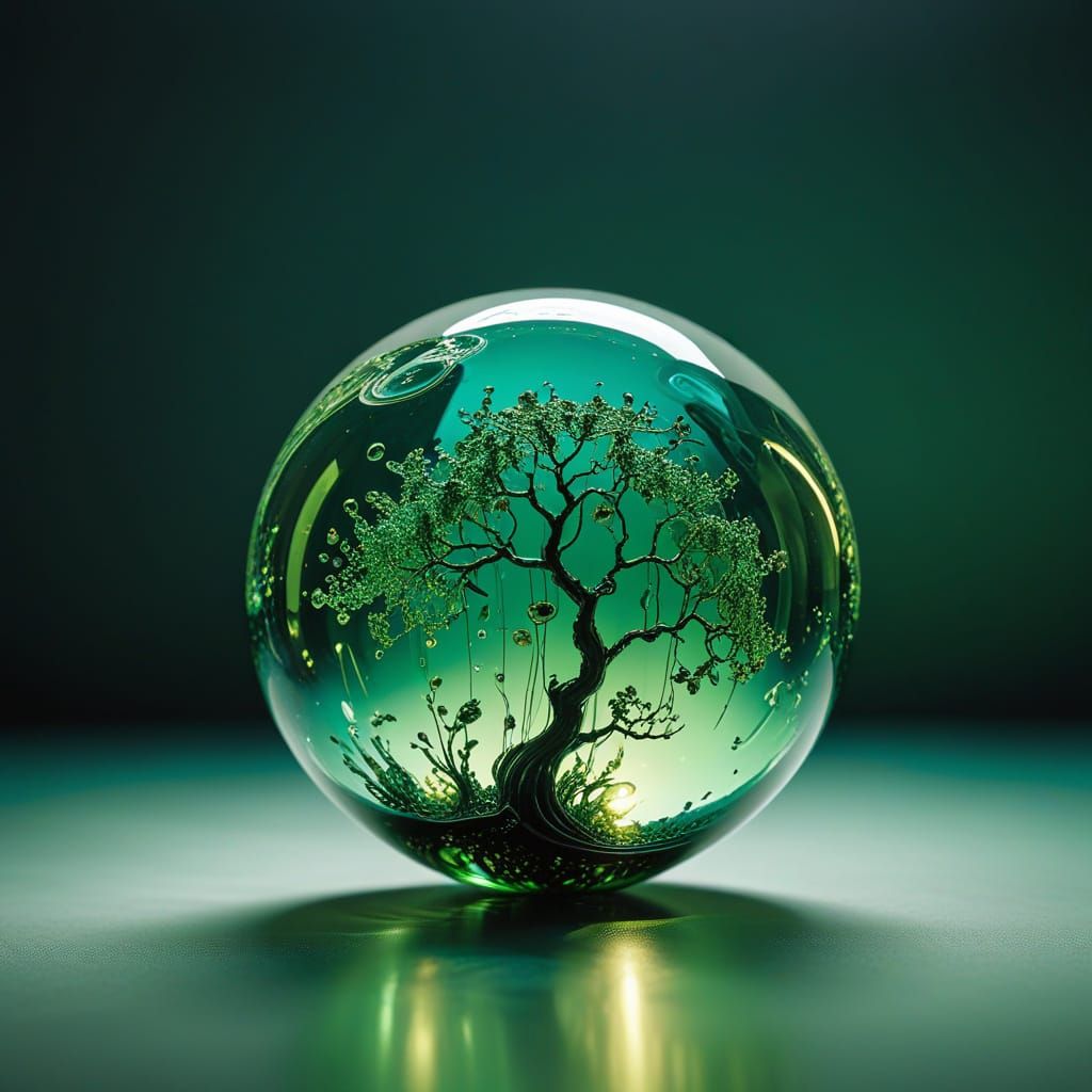 Surreal World Inside a Transparent Apple