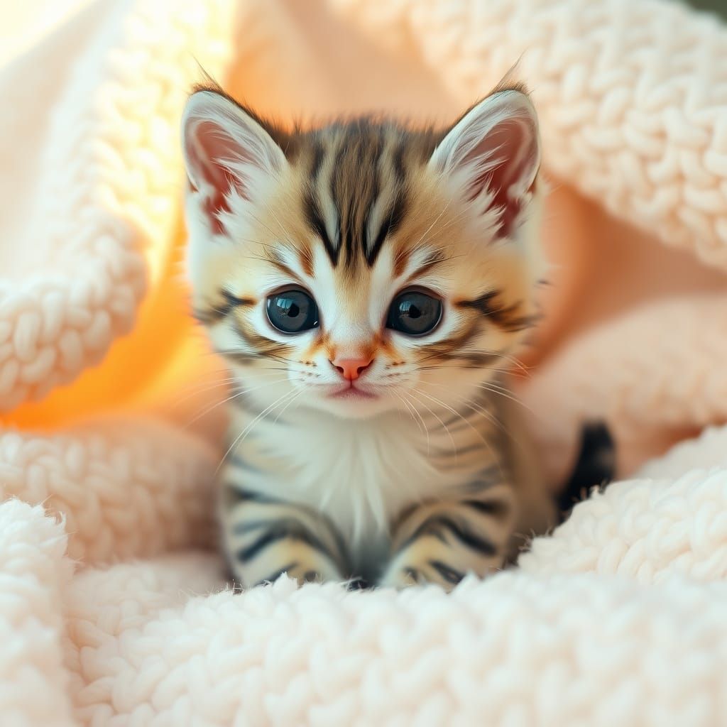 Cute Kitten in Sunlight: A Gentle Pastel Painting