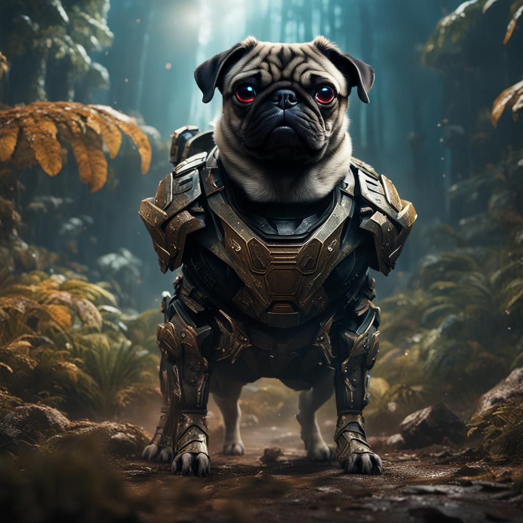 Pug as Predator: Detailed Fantasy Concept Art