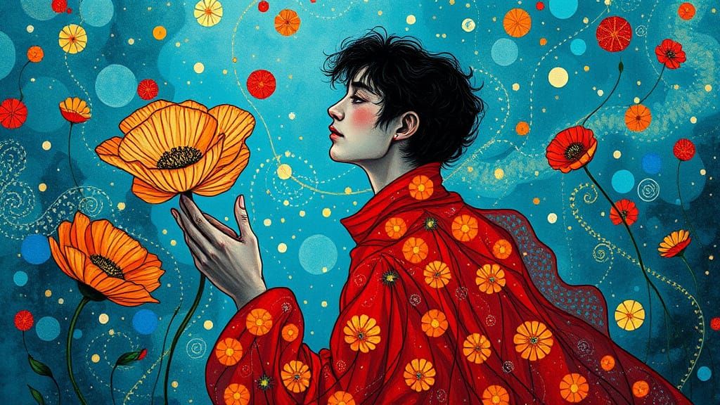 Whimsical Dreamlike Encounter with Blodeuwedd in Liquid Opal...