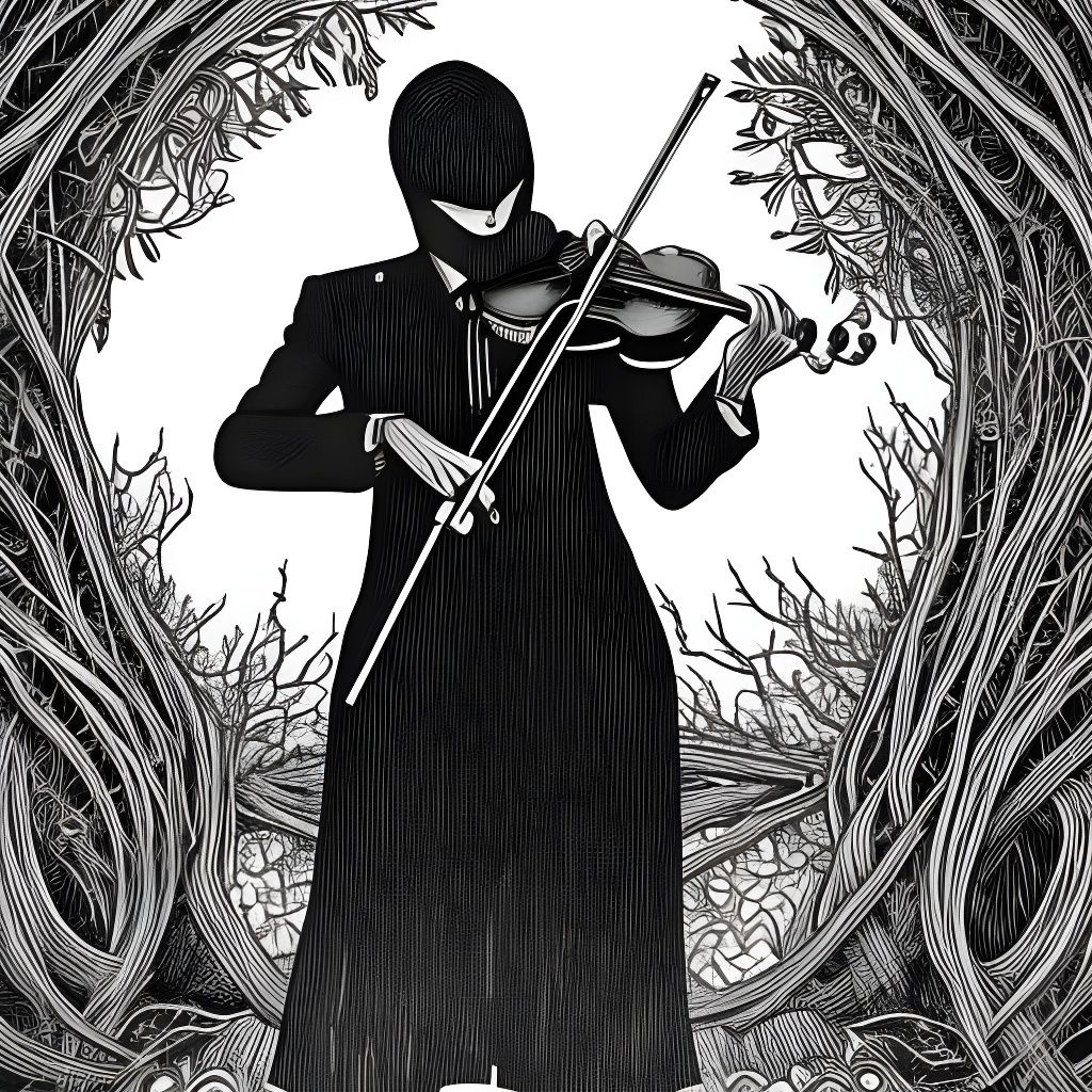 Daemon Playing Violin in Gothic Horror Style
