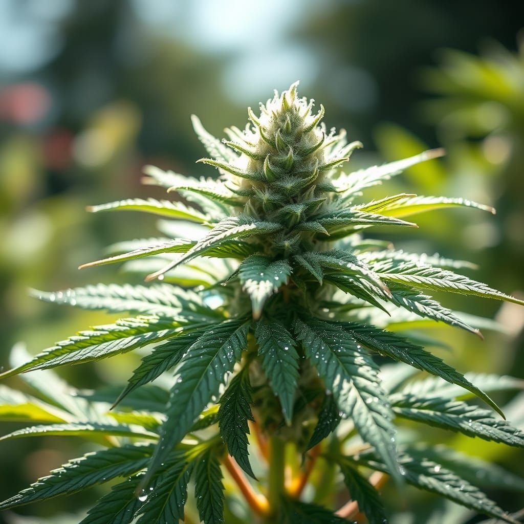 Detailed Digital Painting of White Widow Cannabis Plant