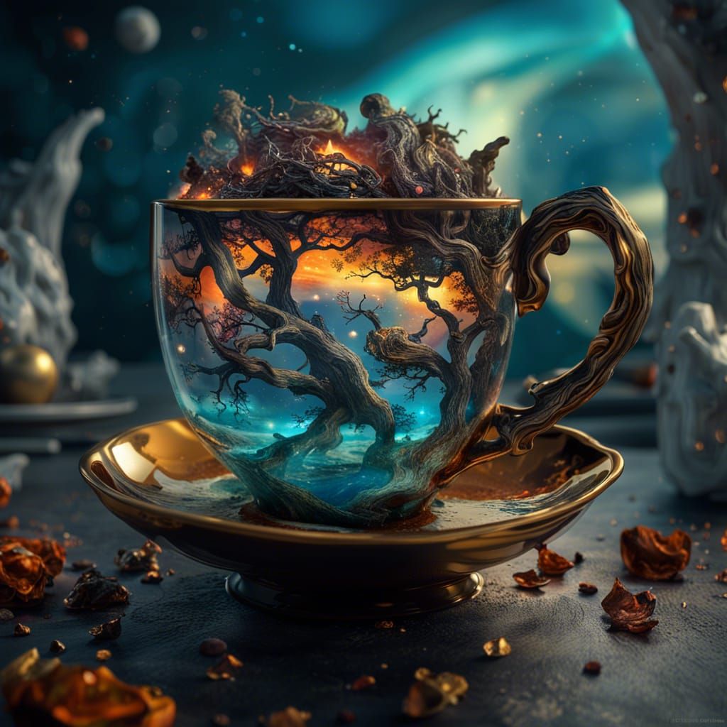 Ghibli and Klimt Inspired Nebula Teacup