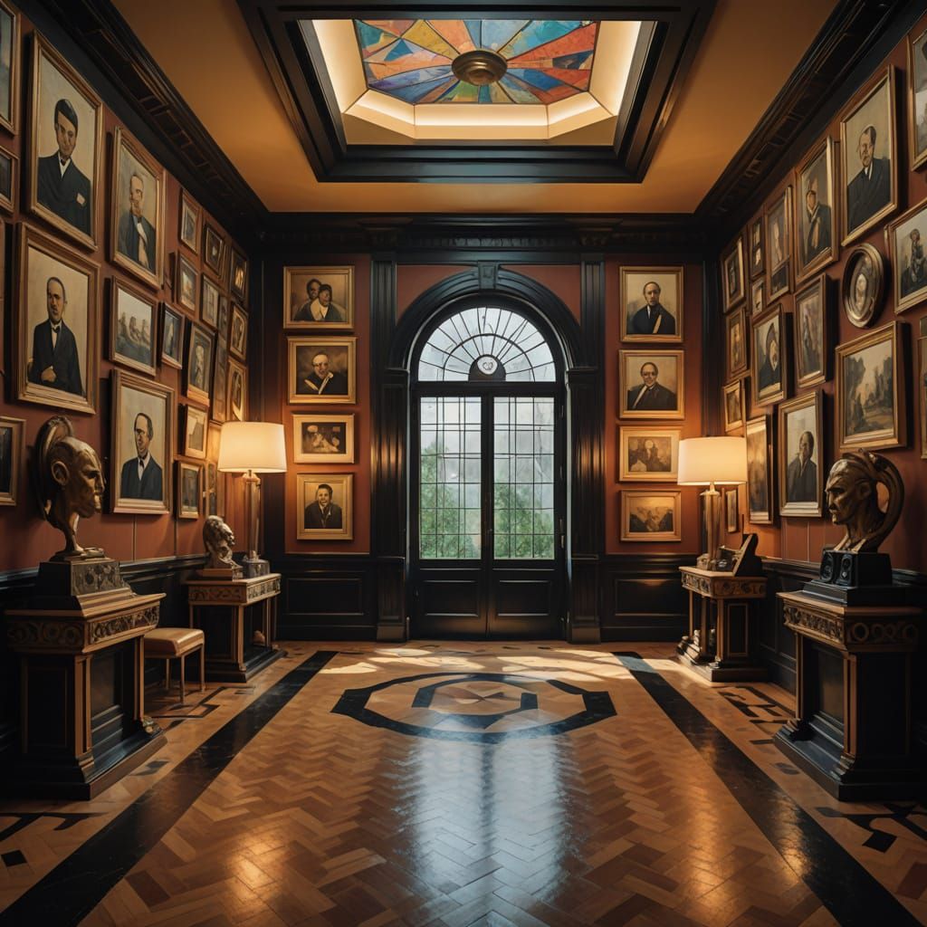 Neo-Cubist Shifting Portrait Room with Iridescent Light