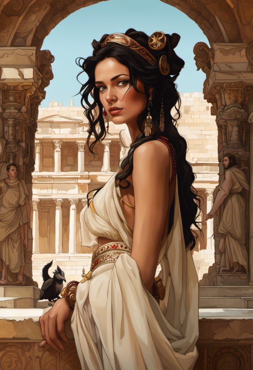 Hyperrealistic Portrait of a Beauty in Greek Palace