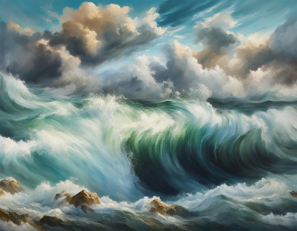 Dramatic Seascape Wave in J.M.W. Turner Style