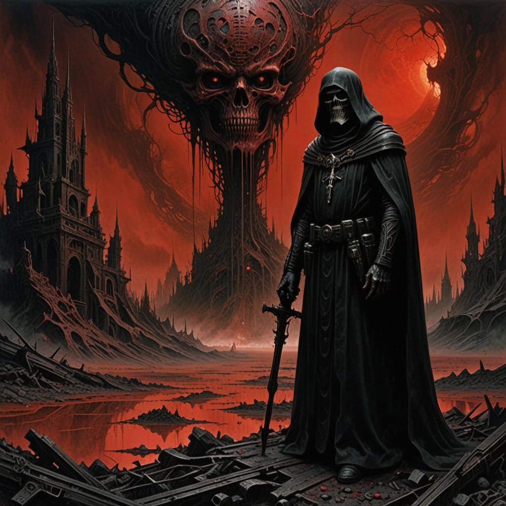 Dark Cleric Enshrouded in Crimson Haze