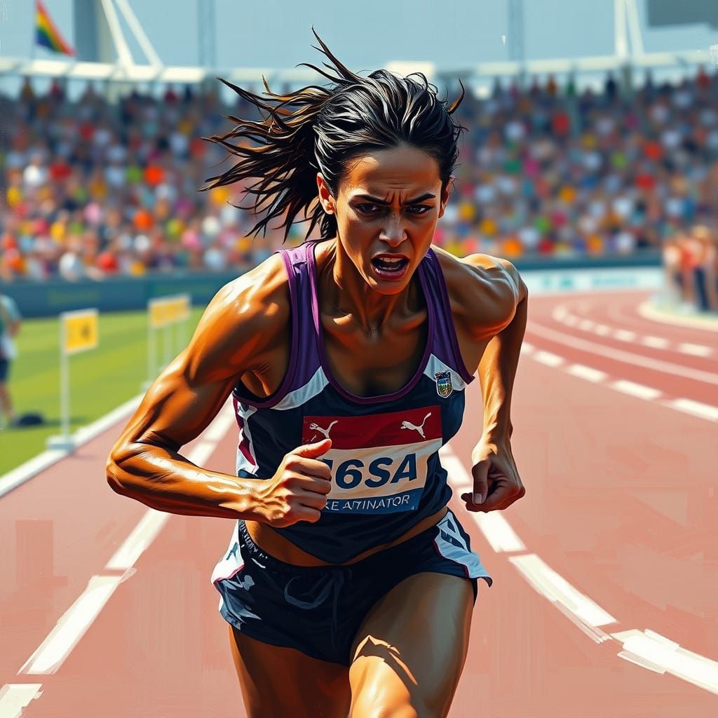 Driven Athlete Rounding Final Bend