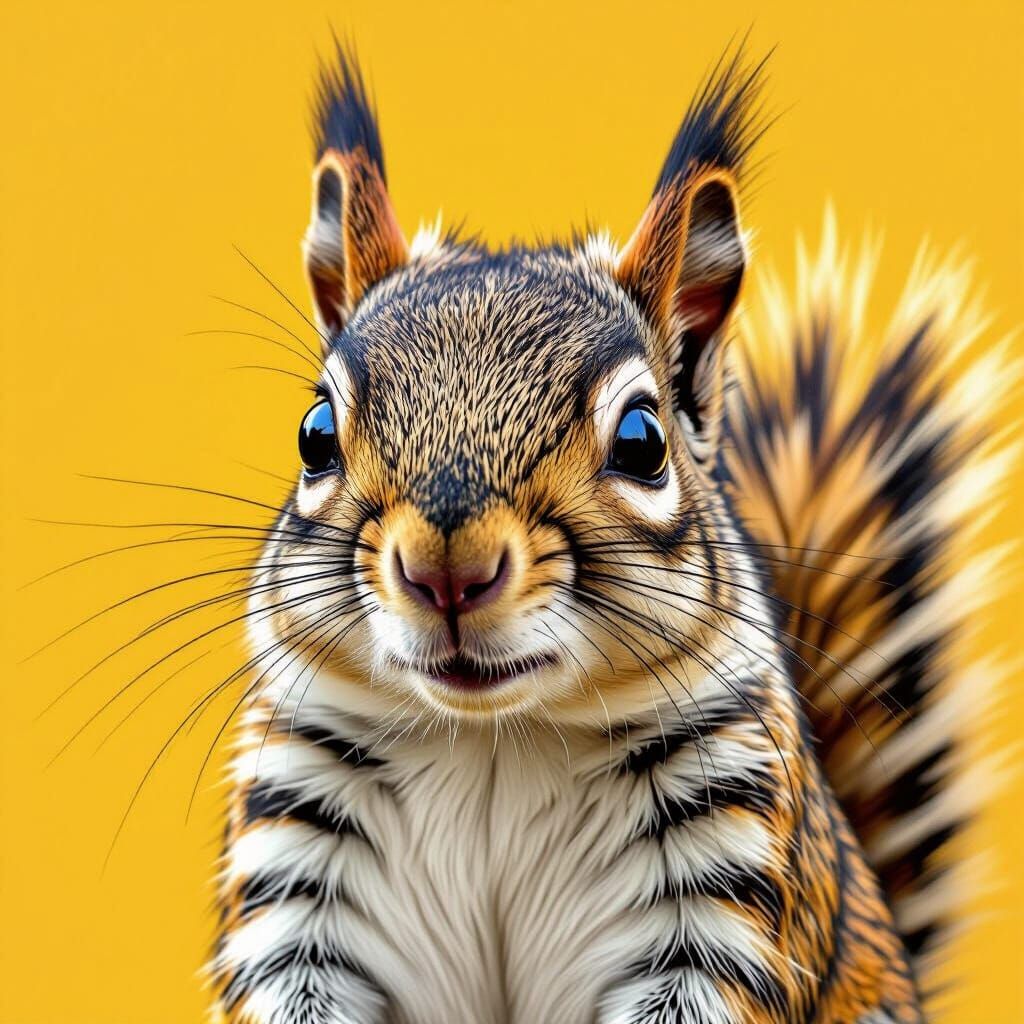 Hybrid Squirrel-Zebra Creature Portrait