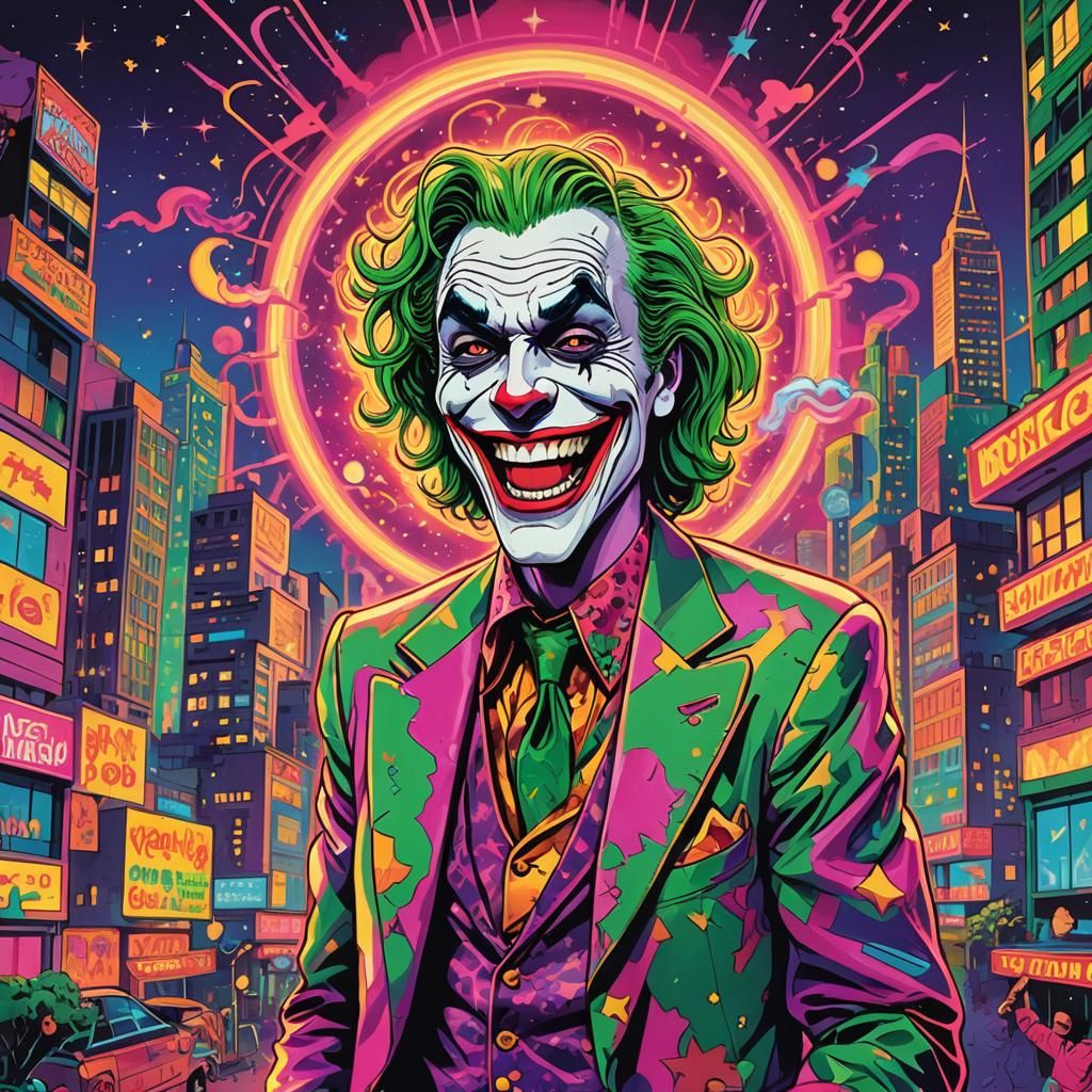 Psychedelic Joker in Retro Pop Art Style