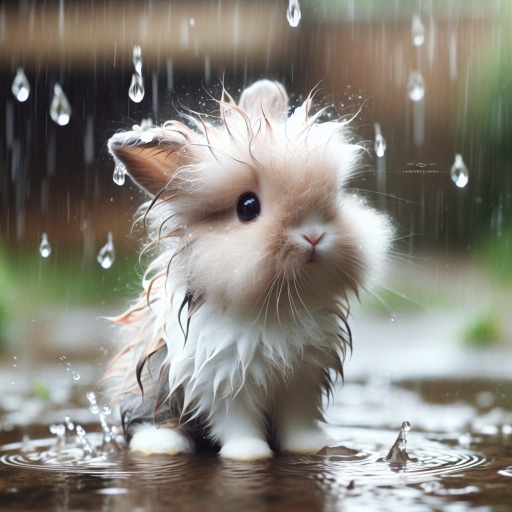 Bunny Rabbit Caught in a Downpour