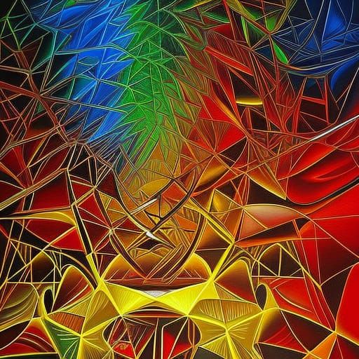 Abstract Expressionist Human Machine with Fractal Elements