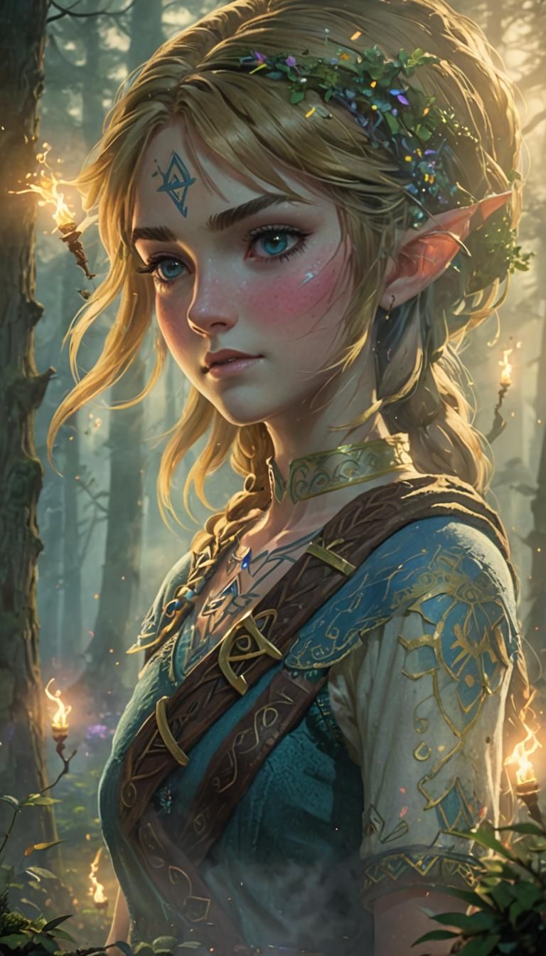 Link and Zelda in Ethereal Forest, Magical Realism