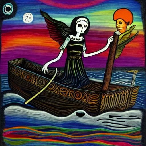 Charon Ferries a Soul to the Underworld