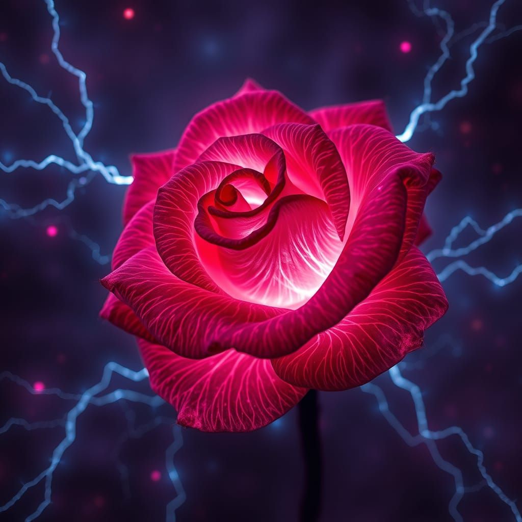 Vibrant Rose Captured in Turbulent Storm