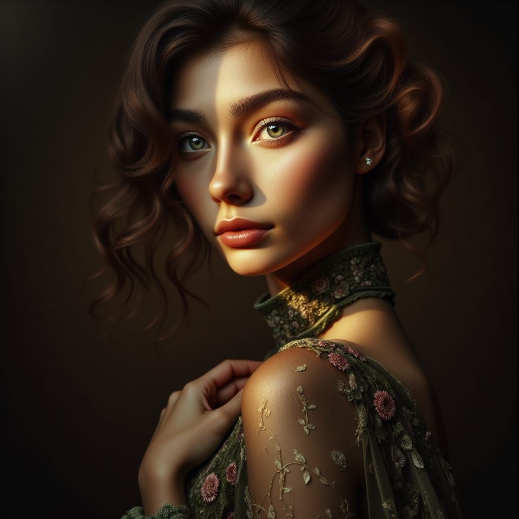 Elegant Portrait in Classic Chiaroscuro Style