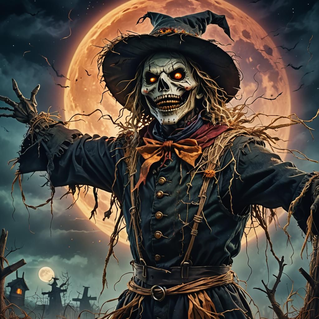 Eerie Halloween Scarecrow Concept Art