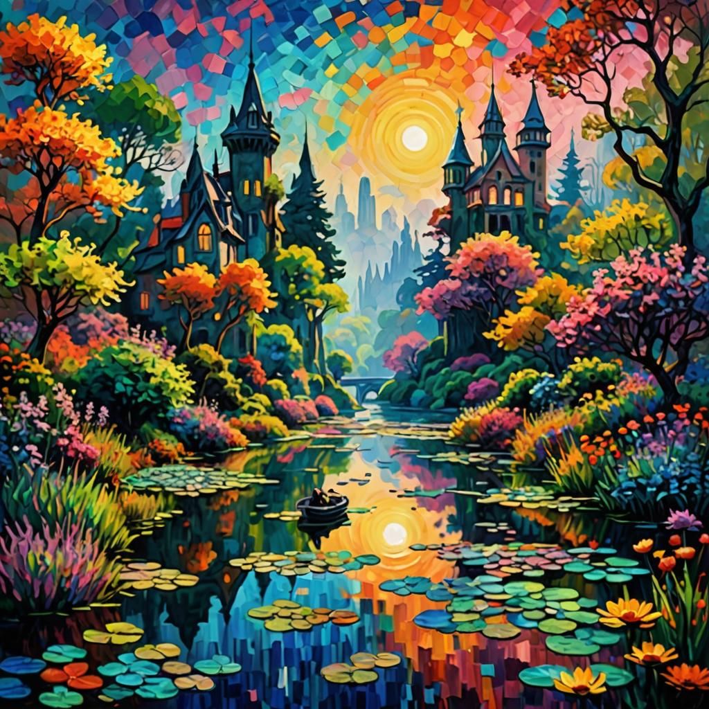 Solarpunk Surrealism: A Triadic Masterpiece in Impressionist...