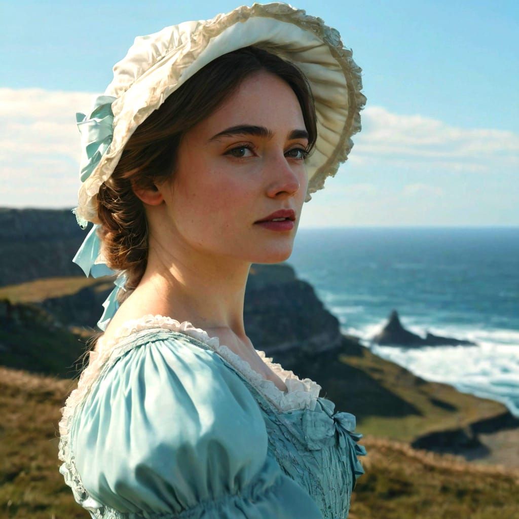 Regency Woman on Windy Cliffside Portrait