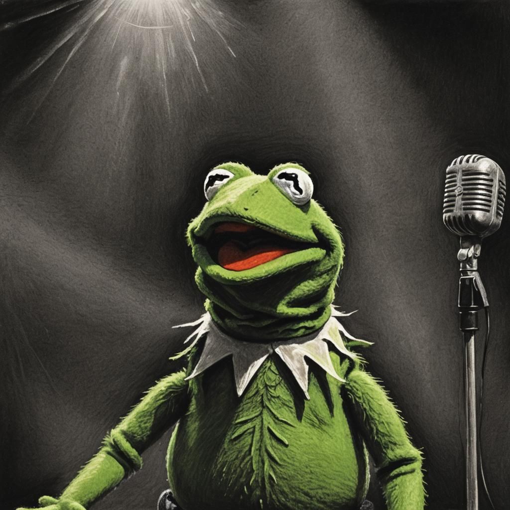 Kermit the Frog: Charcoal Drawing from The Muppet Show