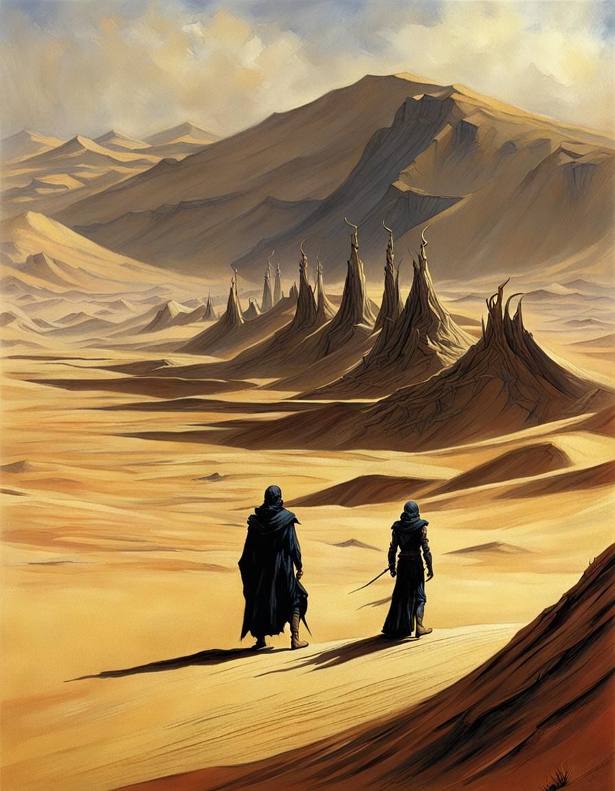 Arrakis Desert in Gothic Horror Style
