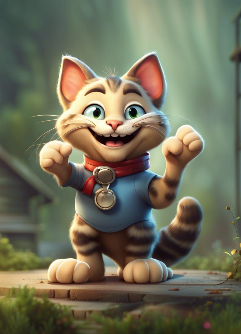 Happy Cartoon Cat Giving Thumbs Up