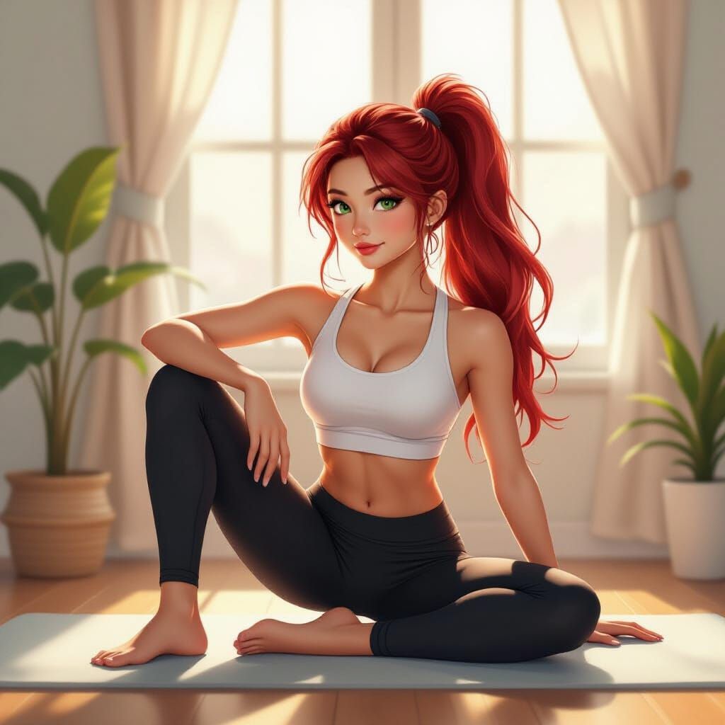 Serene Yoga Studio: Hyper-Realistic Digital Painting