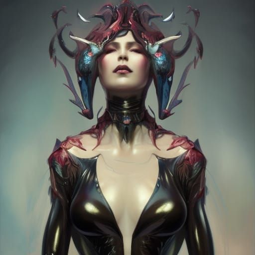Demon Queen Portrait in Hyperdetailed Concept Art