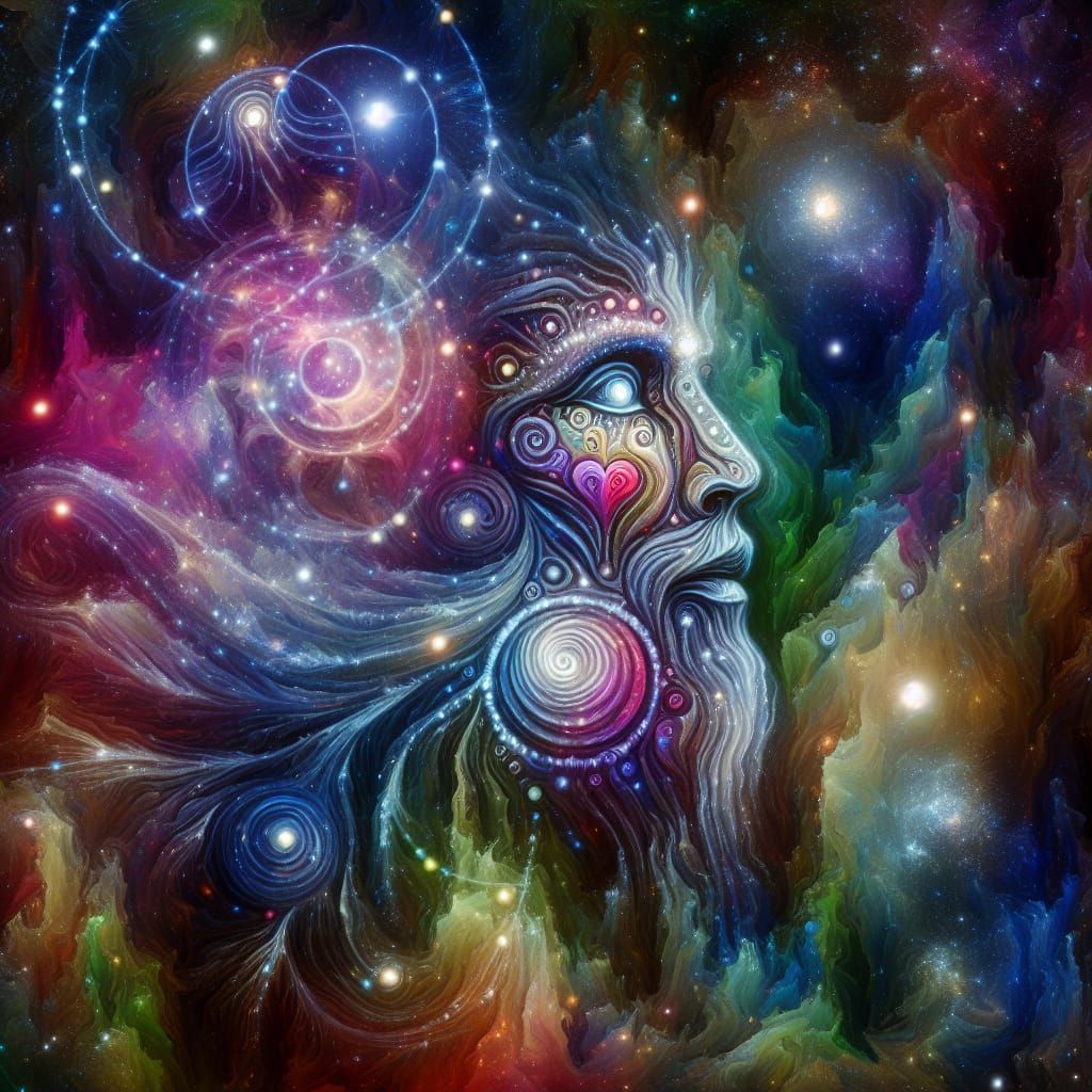 Mystical Beholder Expressing Love in Holographic Style