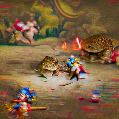 Renaissance Painting of an Ancient Toad Battle