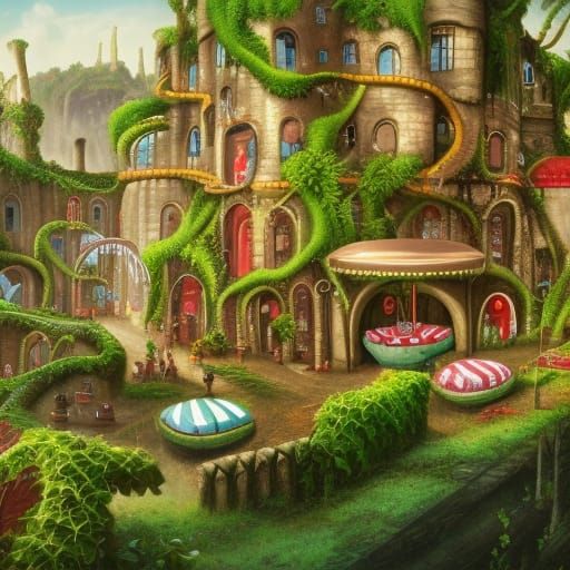 Surreal Landscape: Diner, Candy Land, Castle Ruins