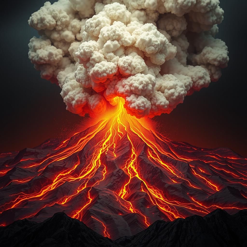 Volcano Eruption in Dark Fantasy Style