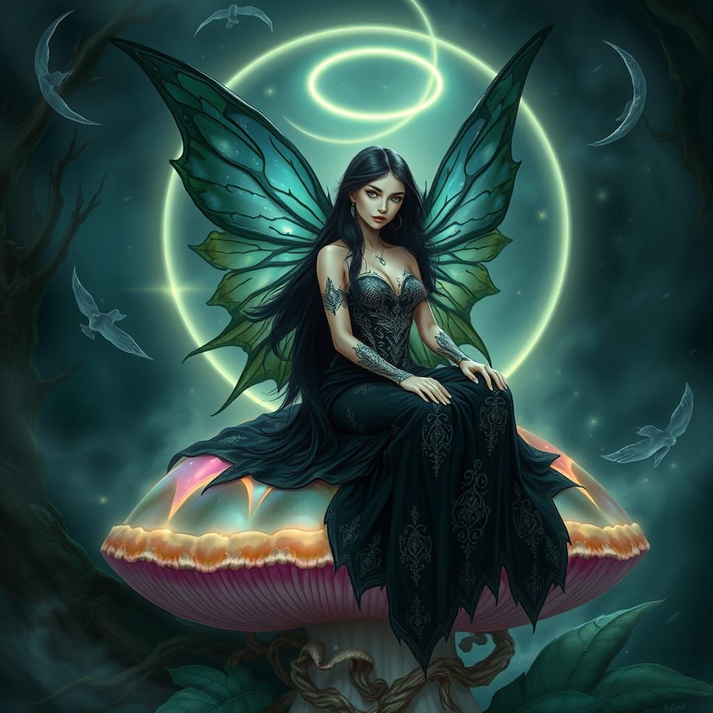 Ethereal Fairy on Psychedelic Mushroom