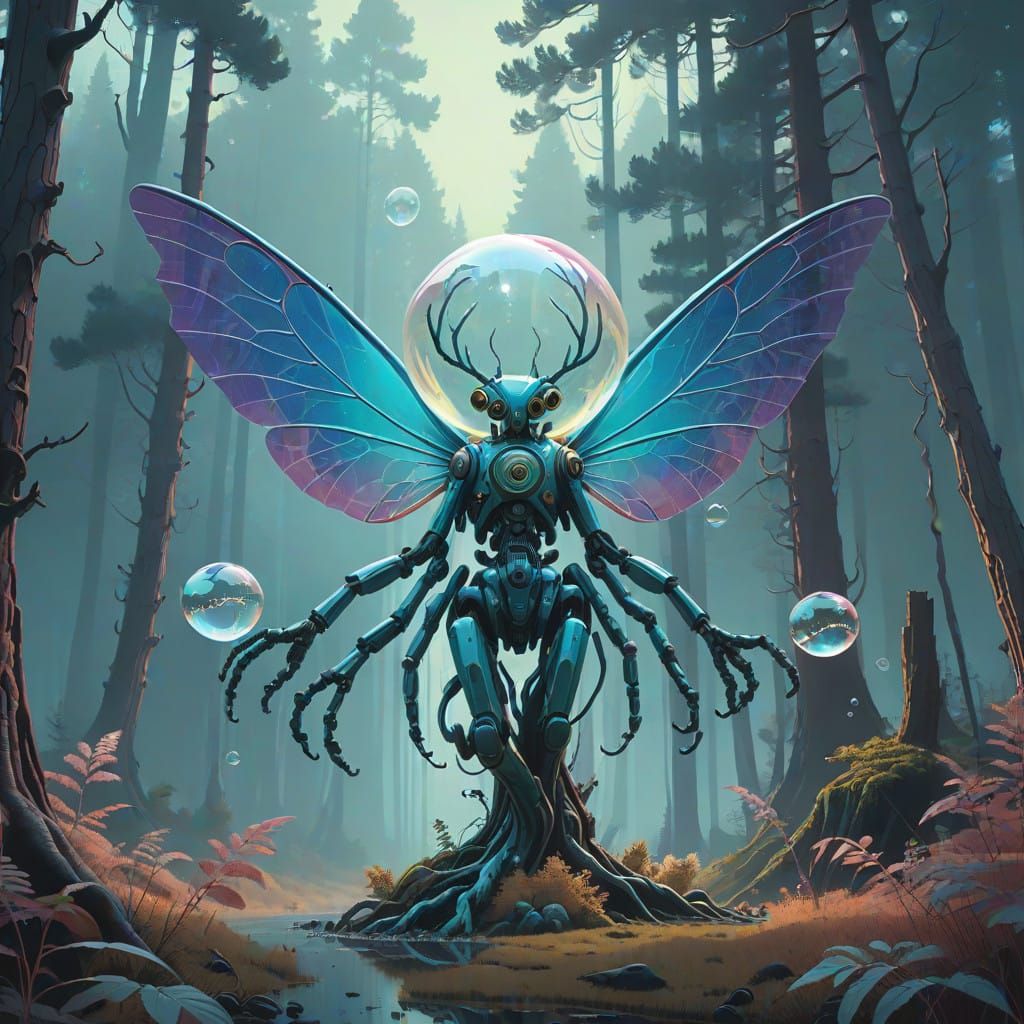 Ethereal Beings in a Kaleidoscopic Dreamforest