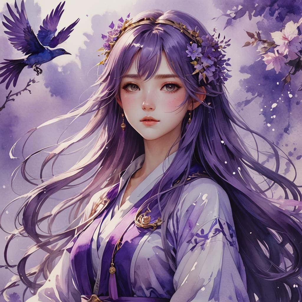 Divine Spirit of Creativity in Watercolor Anime Style