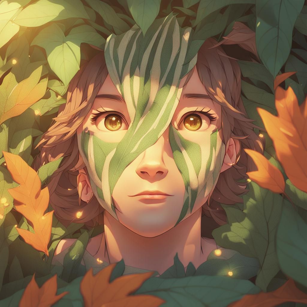 Tiger Girl Sleeping in Treehouse: Whimsical Anime Art