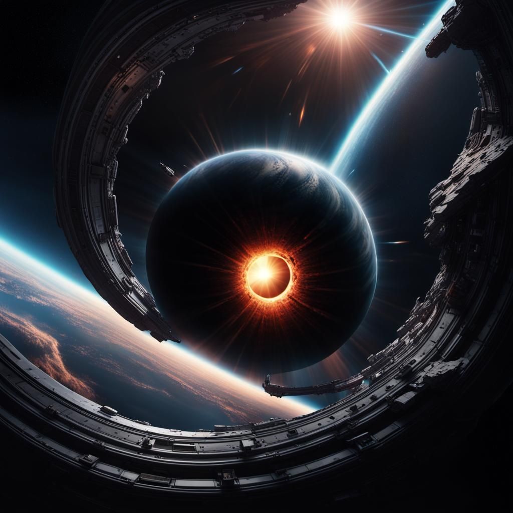 Black Hole Devouring Planet From Spaceship Window