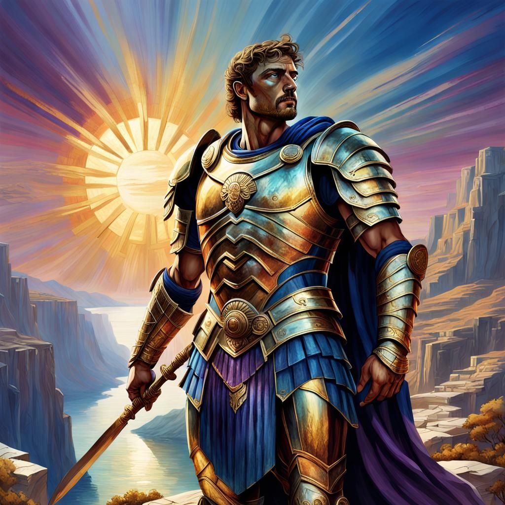 Heroic Human in Greek Armor: Fantasy Art