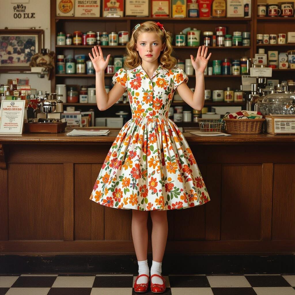 Girl in Sundress Surrenders, Rockwell-esque Style