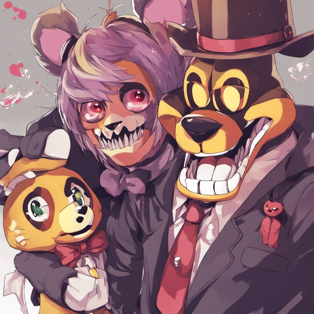Fredfazbear with Symbiote in Anime Style