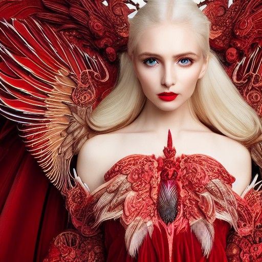 Ethereal Lady with Turquoise Wings in Oil Painting