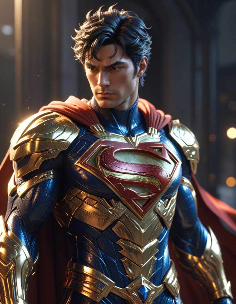 Superman in Saint Seiya Armor: 3D Anime Concept Art