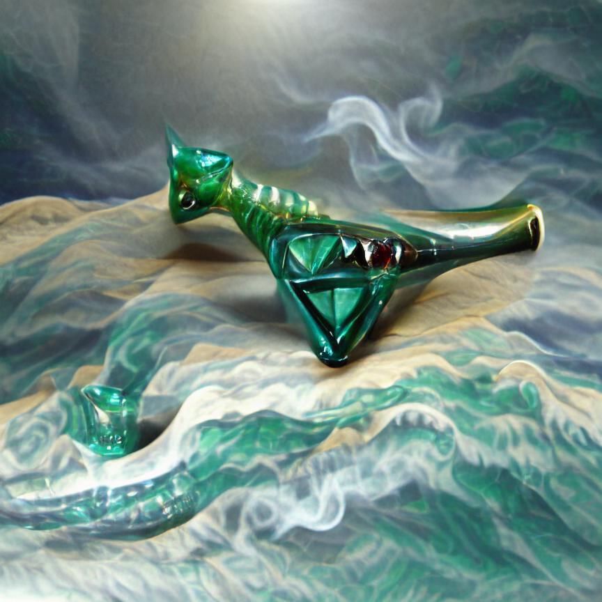 Triangular Emerald Sea Serpent Pipe Art