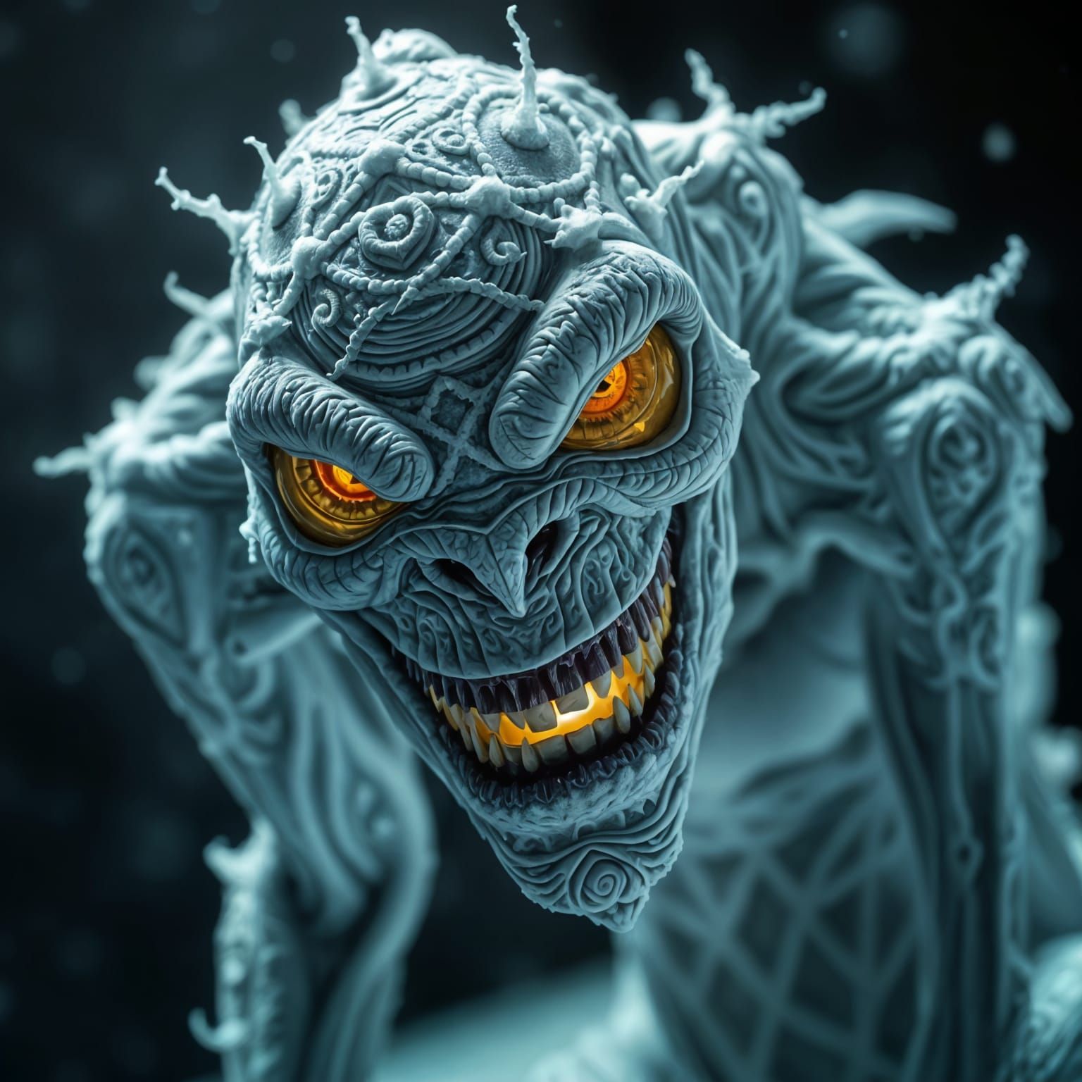 Terrifying Snow Monster with Glowing Eyes