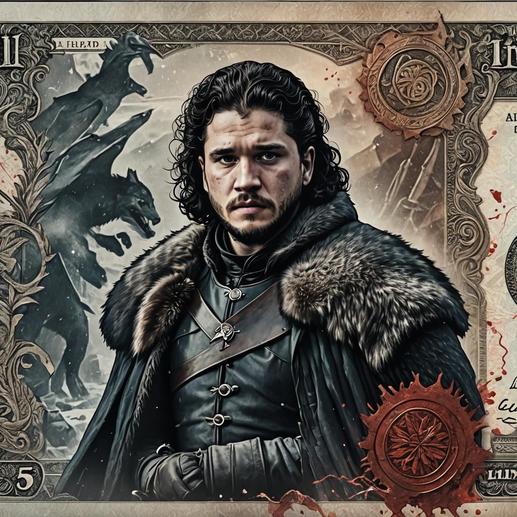 Jon Snow Art Banknote: Detailed Matte Painting
