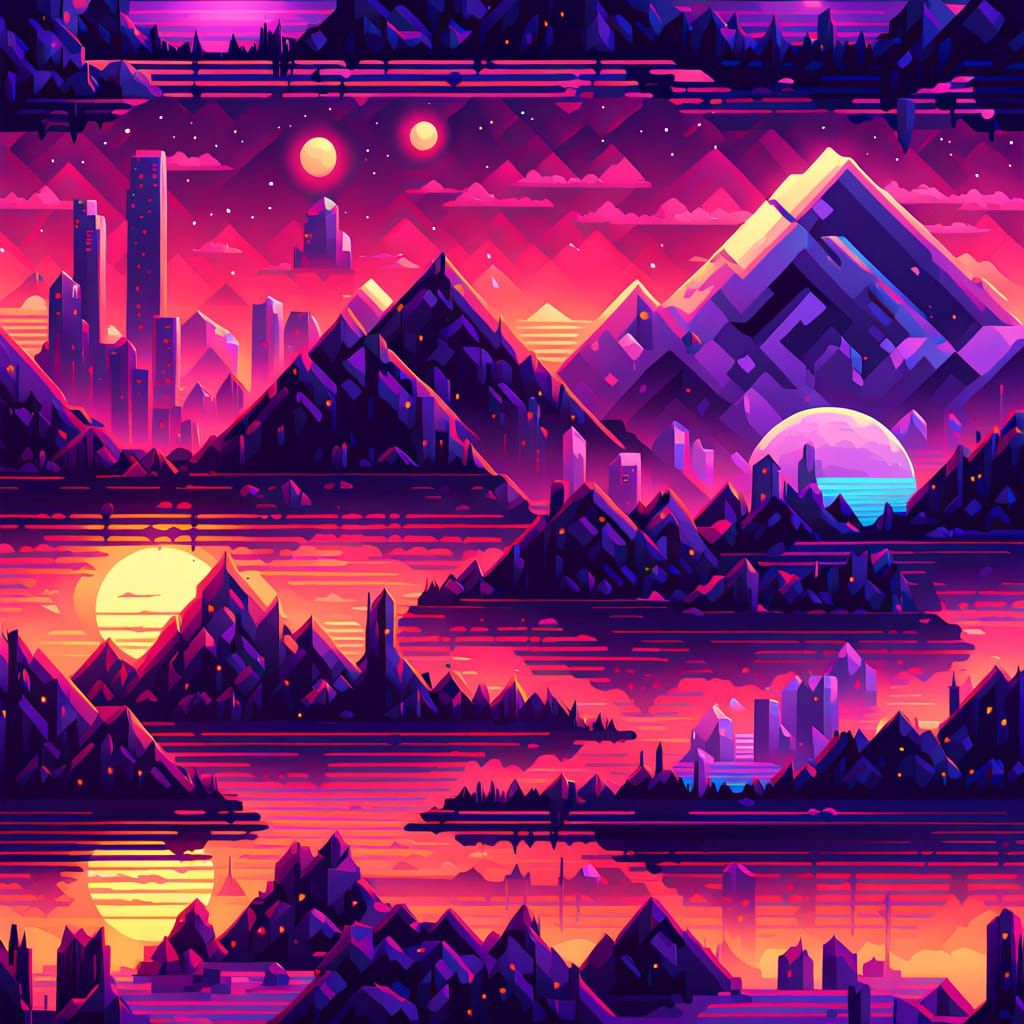 Vibrant Retro Futuristic Trucker Jacket in Low-Poly Style