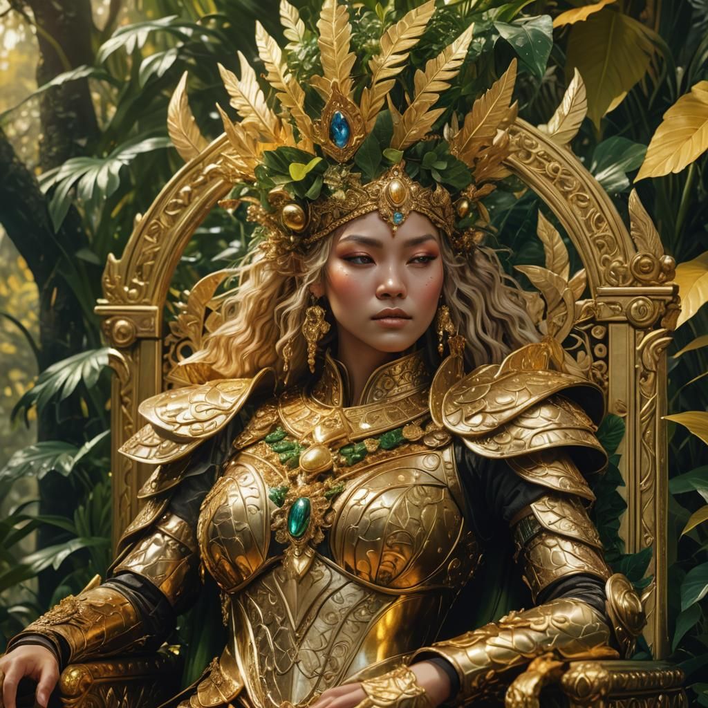 Golden Empress on Throne: Fantasy Concept Art