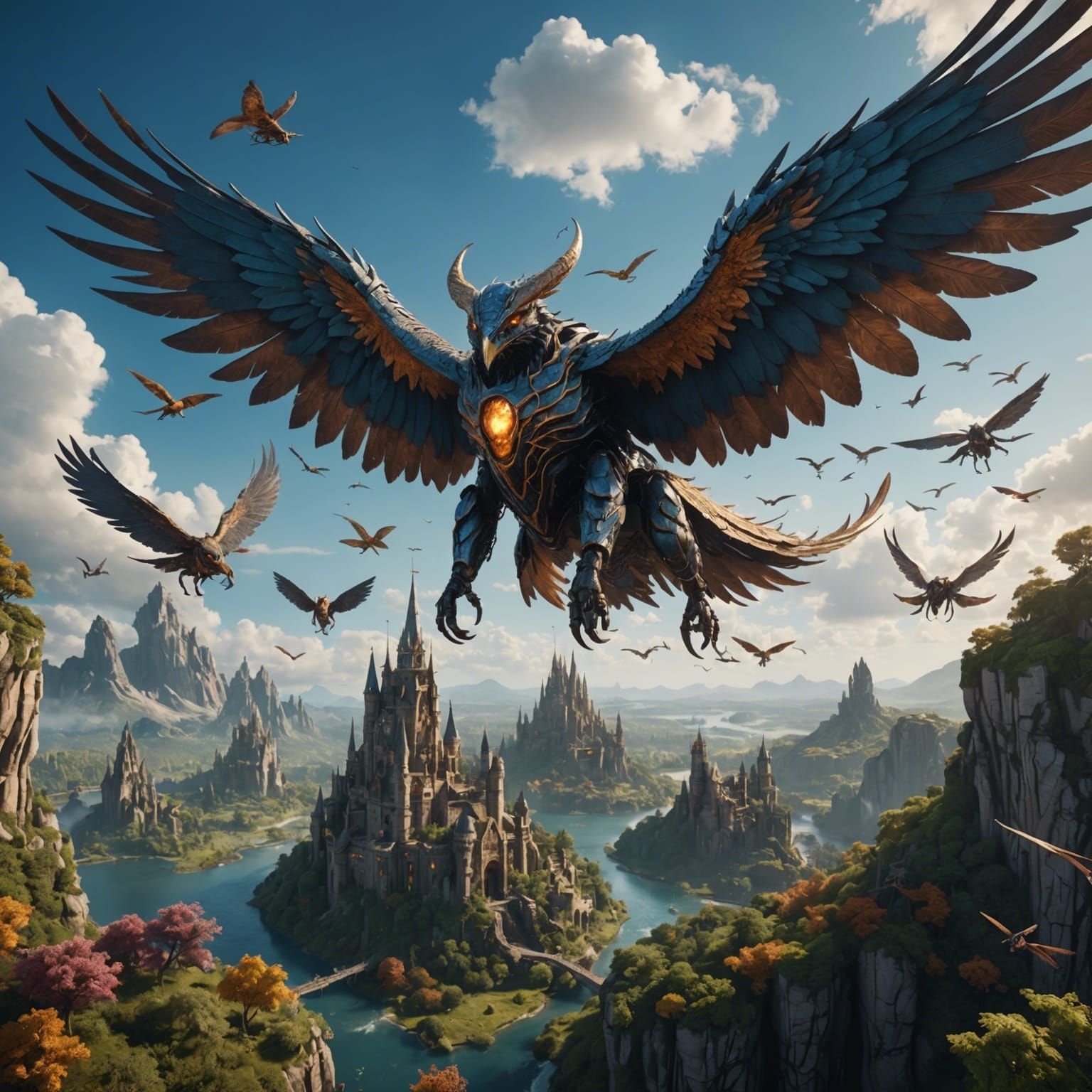 Drones and Winged Creatures Soar: Fantasy Concept Art