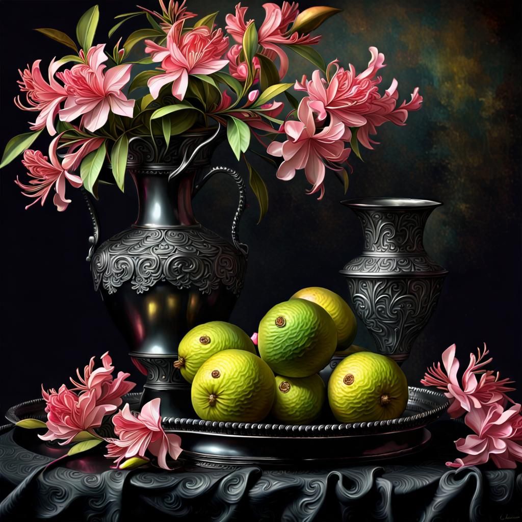 Still Life of Limetta and Azalea in Oils